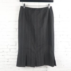 SEMANTIKS BLACK PIN STRIPE TULIP PENCIL SKIRT WITH PLEATED HEM DETAIL SIZE 0